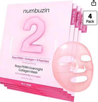 [Numbuzin](4EA) No.2 Rose PDRN Overnight Collagen Mask