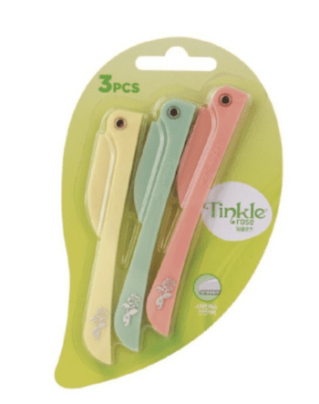 Dorco Tinkle Rose Eyebrow Razor 3pcs (Foldable)