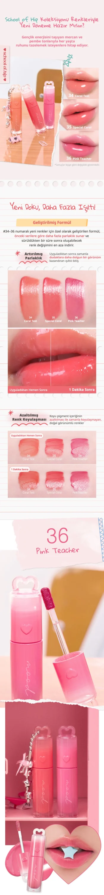 INK MOOD Y TINT 34 CORAL TEST SCHOOL OF HIP