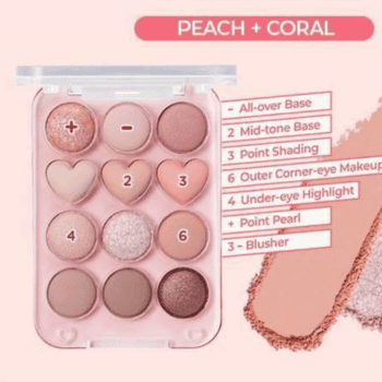 PIN POINT EYESHADOW PALETTE 01 PEACH+CORAL=♥